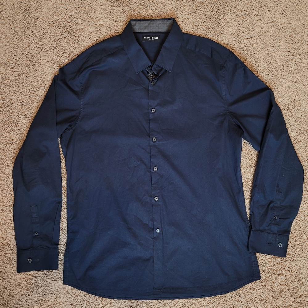 ⭐️ GUC Men's Kenneth Cole New York Button Down Navy Size XL